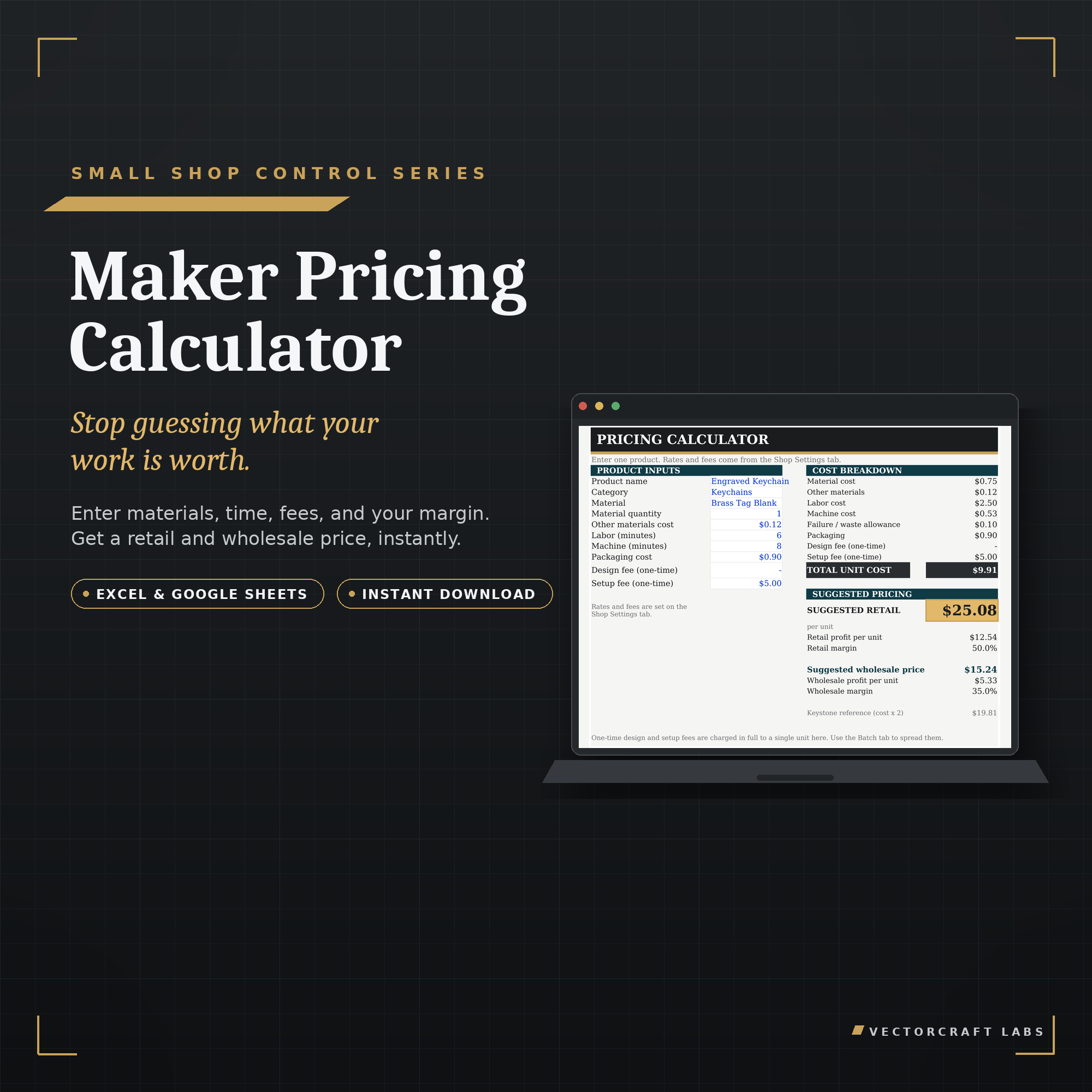 Maker Pricing Calculator from the Small Shop Control Series